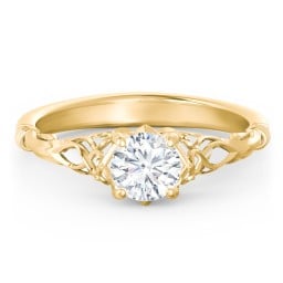 Vintage Solitaire Engagement Ring with Filigree and Infinity Designs