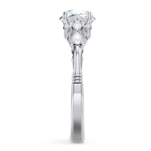 Vintage Solitaire Engagement Ring with Filigree and Infinity Designs – 14K White Gold