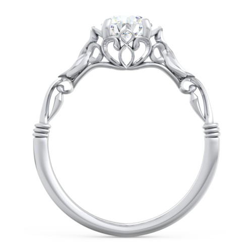 Vintage Solitaire Engagement Ring with Filigree and Infinity Designs – 14K White Gold