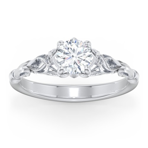 Vintage Solitaire Engagement Ring with Filigree and Infinity Designs – 14K White Gold