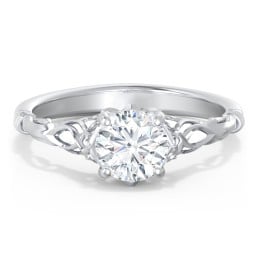 Vintage Solitaire Engagement Ring with Filigree and Infinity Designs