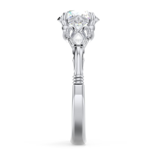 Vintage Solitaire Engagement Ring with Filigree and Infinity Designs – 14K White Gold