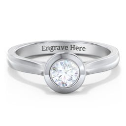 Modern Solitaire Engagement Ring with Bezel Setting
