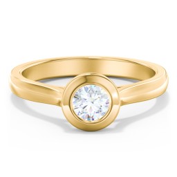 Modern Solitaire Engagement Ring with Bezel Setting in 10K Solid Yellow Gold