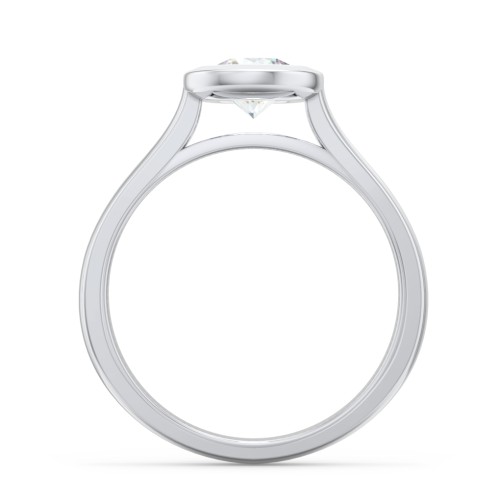 Modern Solitaire Engagement Ring with Bezel Setting – 14K White Gold