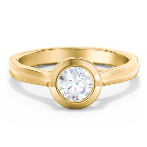 Modern Solitaire Engagement Ring with Bezel Setting – 10K Yellow Gold
