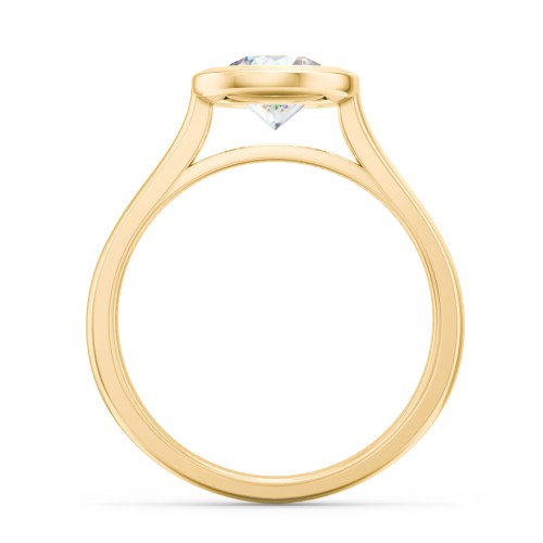 Modern Solitaire Engagement Ring with Bezel Setting – 10K Yellow Gold