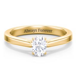 Classic Solitaire Engagement Ring with Peek-a-Boo Accent Diamond in 10K Solid Yellow Gold with 04DIAM-OV-0.50-SI2-G-G and Diamond