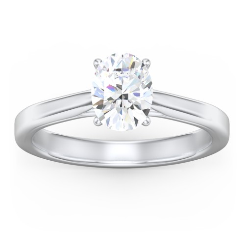 Classic Solitaire Engagement Ring with Peek-a-Boo Accent Diamond – 14K White Gold with Diamond