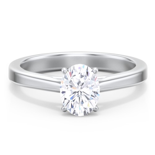 Classic Solitaire Engagement Ring with Peek-a-Boo Accent Diamond – 14K White Gold with Diamond