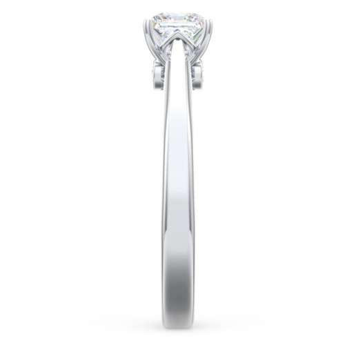 Classic Solitaire Engagement Ring with Peek-a-Boo Accent Diamond – 14K White Gold with Diamond