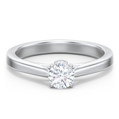 Classic Solitaire Engagement Ring with Peek-a-Boo Accent Diamond – 14K White Gold with Diamond