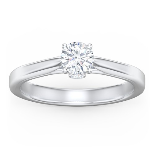 Classic Solitaire Engagement Ring with Peek-a-Boo Accent Diamond – 14K White Gold with Diamond