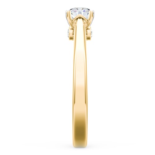 Classic Solitaire Engagement Ring with Peek-a-Boo Accent Diamond – 10K Yellow Gold with Diamond