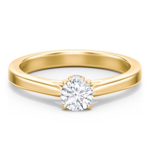 Classic Solitaire Engagement Ring with Peek-a-Boo Accent Diamond – 10K Yellow Gold with Diamond