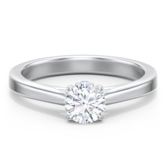 Classic Solitaire Engagement Ring with Peek-a-Boo Accent Diamond – 14K White Gold with Diamond