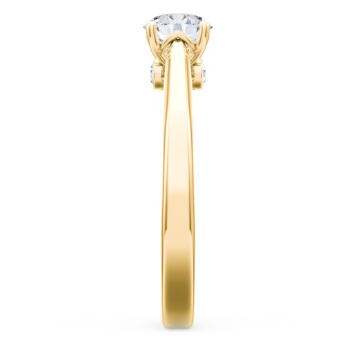 Classic Solitaire Engagement Ring with Peek-a-Boo Accent Diamond – 10K Yellow Gold with Diamond