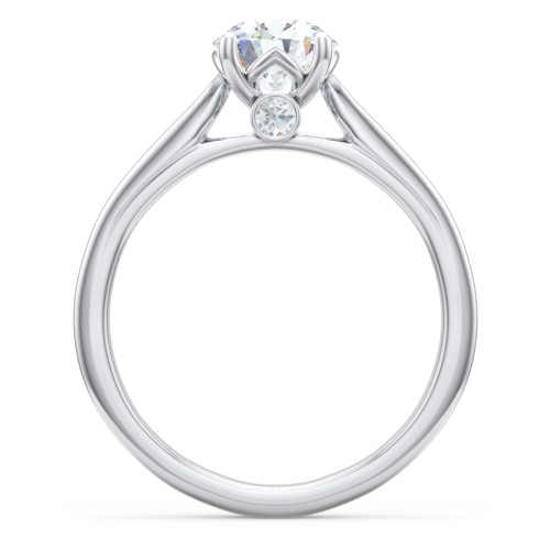 Classic Solitaire Engagement Ring with Peek-a-Boo Accent Diamond – 14K White Gold with Diamond