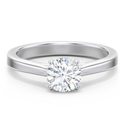 Classic Solitaire Engagement Ring with Peek-a-Boo Accent Diamond – 14K White Gold with Diamond