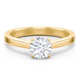 Classic Solitaire Engagement Ring with Peek-a-Boo Accent Diamond in 10K Solid Yellow Gold