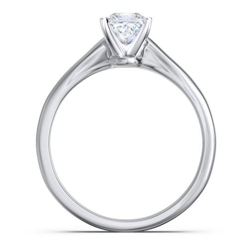 Classic Solitaire Engagement Ring with White Gold Setting – 14K White Gold