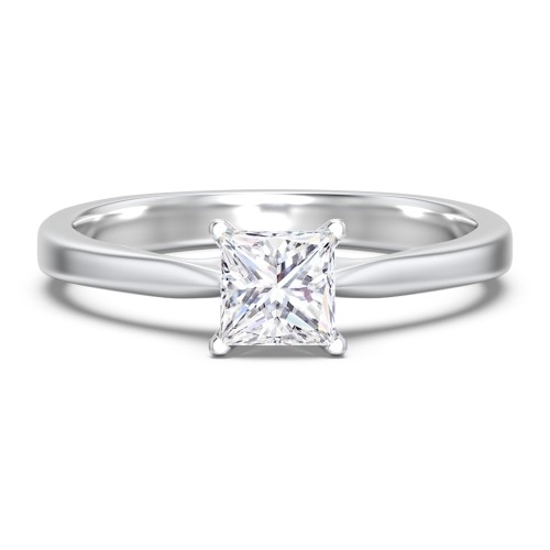 Classic Solitaire Engagement Ring with White Gold Setting – 14K White Gold