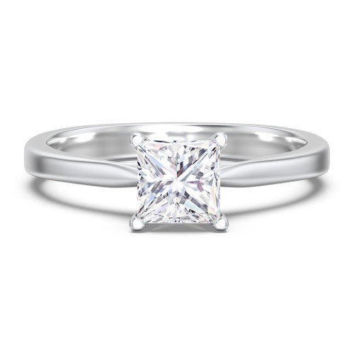 Classic Solitaire Engagement Ring with White Gold Setting – 14K White Gold