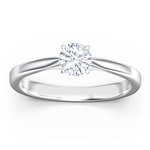 Classic Solitaire Engagement Ring with White Gold Setting – 14K White Gold