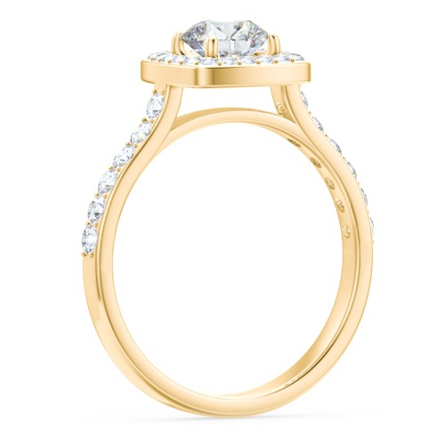 Diamond Solitaire Engagement Ring with Cushion Halo and Accents
