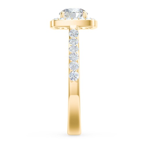 Diamond Solitaire Engagement Ring with Cushion Halo and Accents