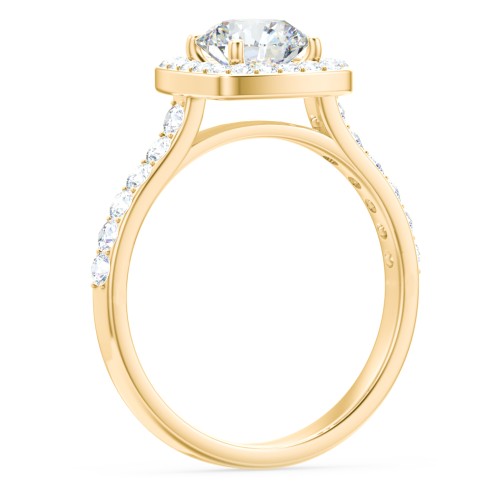 Diamond Solitaire Engagement Ring with Cushion Halo and Accents