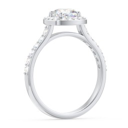 Diamond Solitaire Engagement Ring with Cushion Halo and Accents
