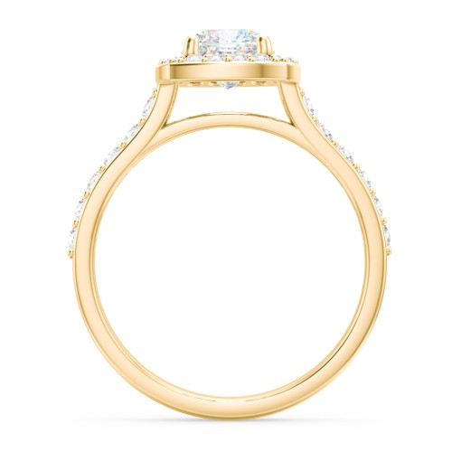 Diamond Solitaire Engagement Ring with Cushion Halo and Accents