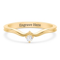 Solitaire Contour Band in 10K Solid Yellow Gold with Diamond