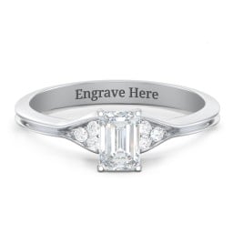 Diamond Engagement Ring with Cluster Side Accents