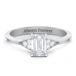 Diamond Engagement Ring with Cluster Side Accents