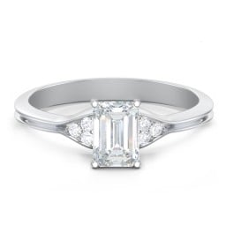 Diamond Engagement Ring with Cluster Side Accents