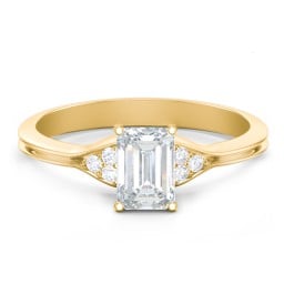 Diamond Engagement Ring with Cluster Side Accents