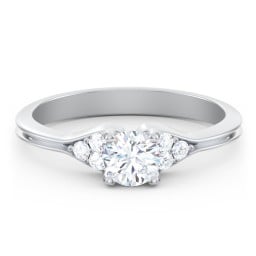 Diamond Engagement Ring with Cluster Side Accents