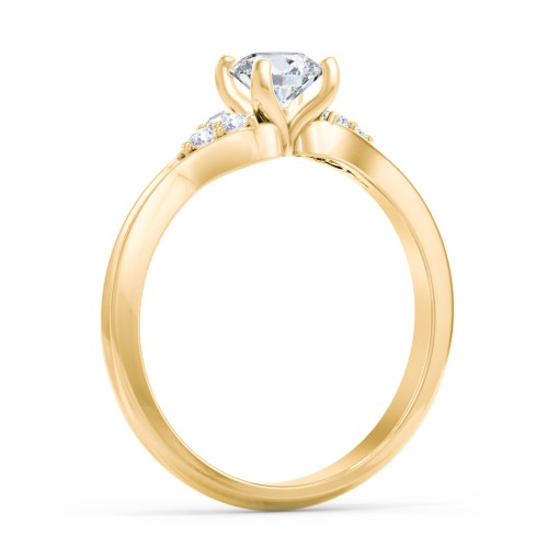 Diamond Engagement Ring with Cluster Side Accents