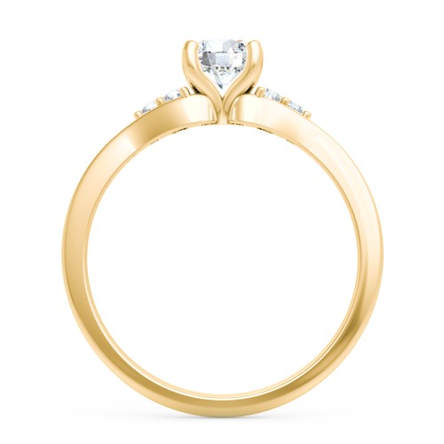 Diamond Engagement Ring with Cluster Side Accents
