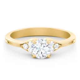 Diamond Engagement Ring with Cluster Side Accents