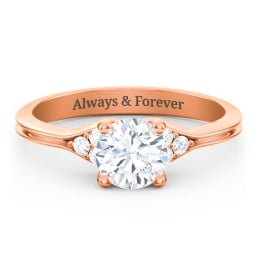 Diamond Engagement Ring with Cluster Side Accents