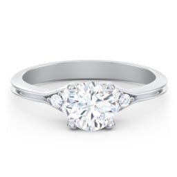 Diamond Engagement Ring with Cluster Side Accents