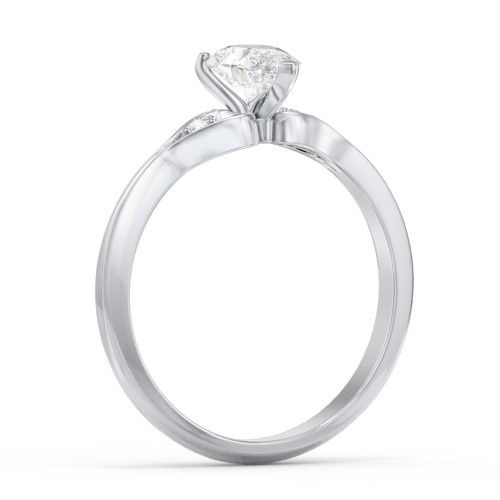 Diamond Engagement Ring with Cluster Side Accents – 14K White Gold with Diamond