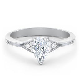 Diamond Engagement Ring with Cluster Side Accents