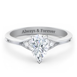 Diamond Engagement Ring with Cluster Side Accents