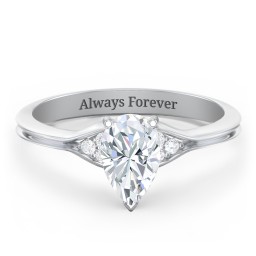 Diamond Engagement Ring with Cluster Side Accents