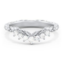 Vintage Beaded Twisted Rope Curved Band with Diamonds