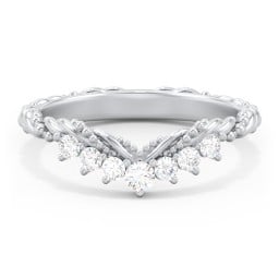 Vintage Beaded Twisted Rope Curved Band with Diamonds